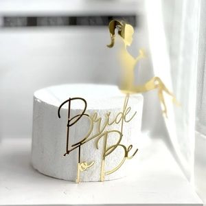 NEW | 2-piece Set Design | Bride To Be Party Cake Topper |  Gold Acrylic